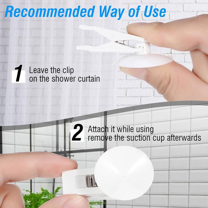 ADLABLD 6 Pack Shower Curtain Clips Self Adhesive Shower Curtain Holder with Suction Cup to Prevent Water Splashing Out Windproof Splash Guard for Inside Liner - Image 4